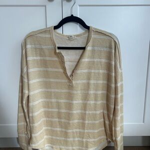 Billabong Tan and White Ribbed Long Sleeve Tunic
